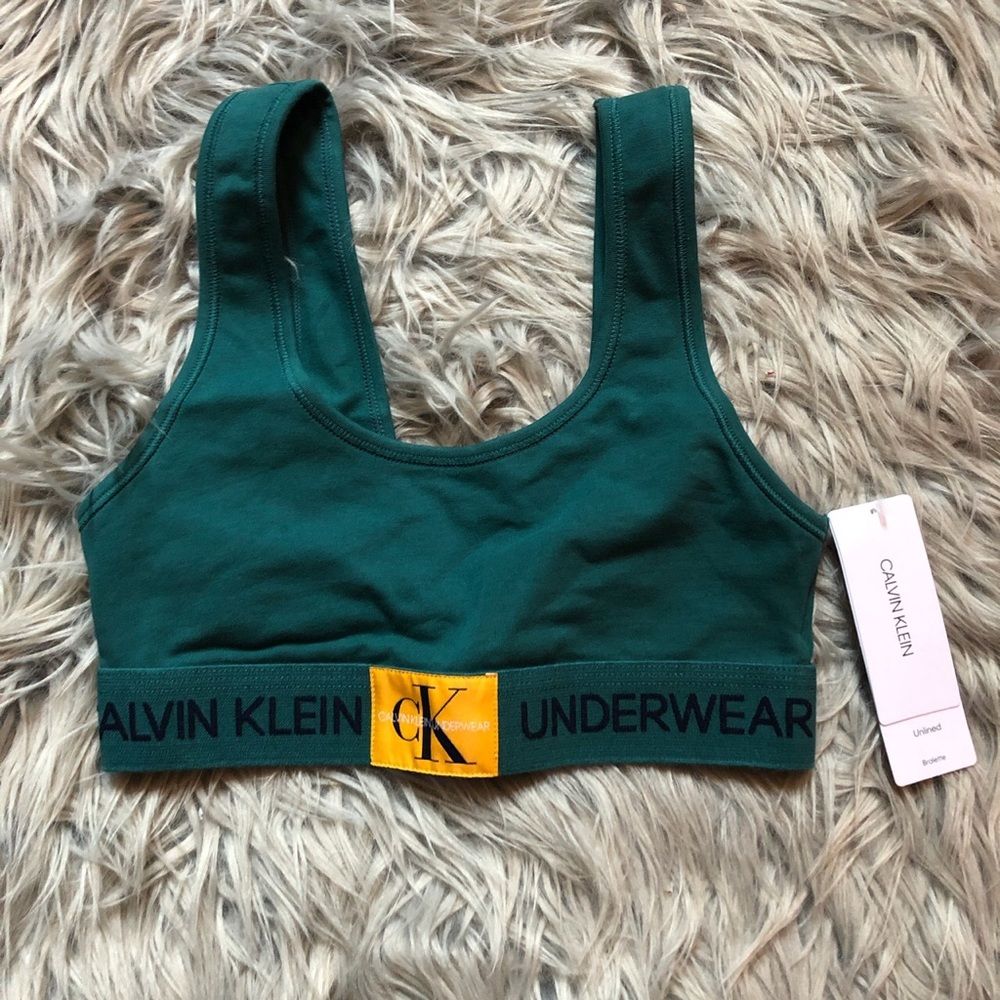 Teal & Yellow CK monogram bra